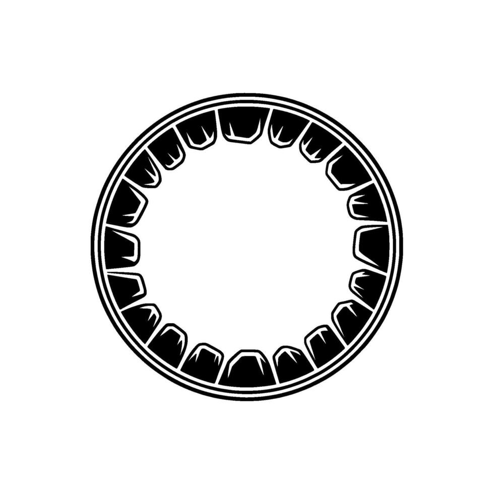Black and White Geometric Circular Element on White vector