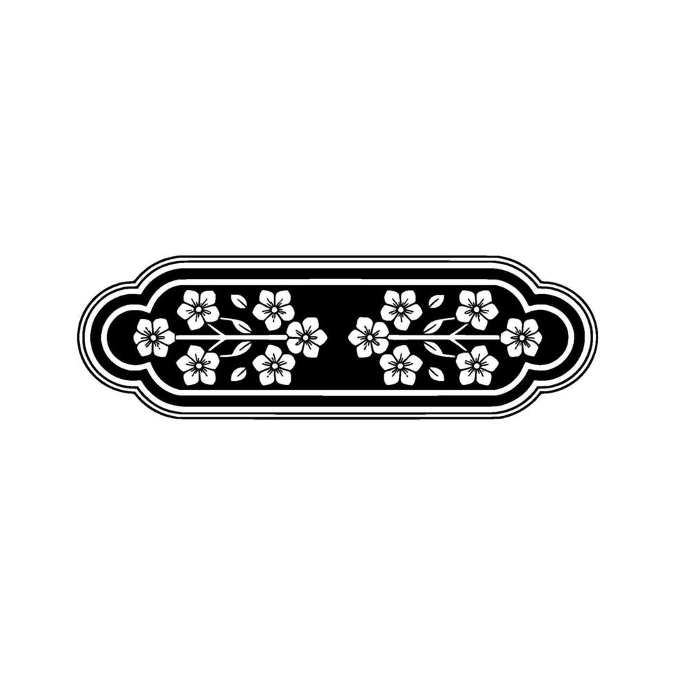 Elegant Monochrome Floral Ornament with Black and White Blossom vector