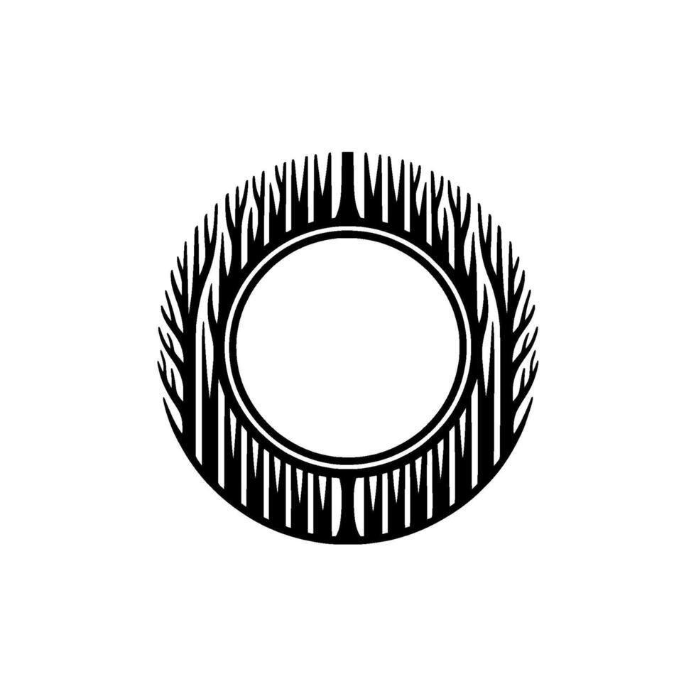 Black White Minimalist Circle Emblem Forest Frame vector
