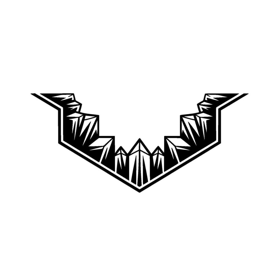 Geometric Mountain Emblem in Black White vector