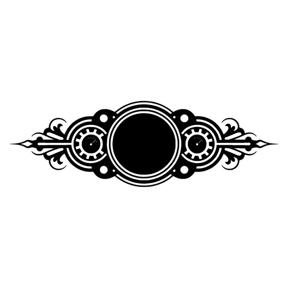Steampunk Emblem Black and White Element vector