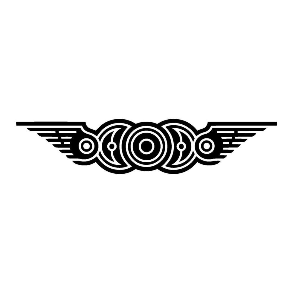Geometric Winged Emblem in Black and White vector