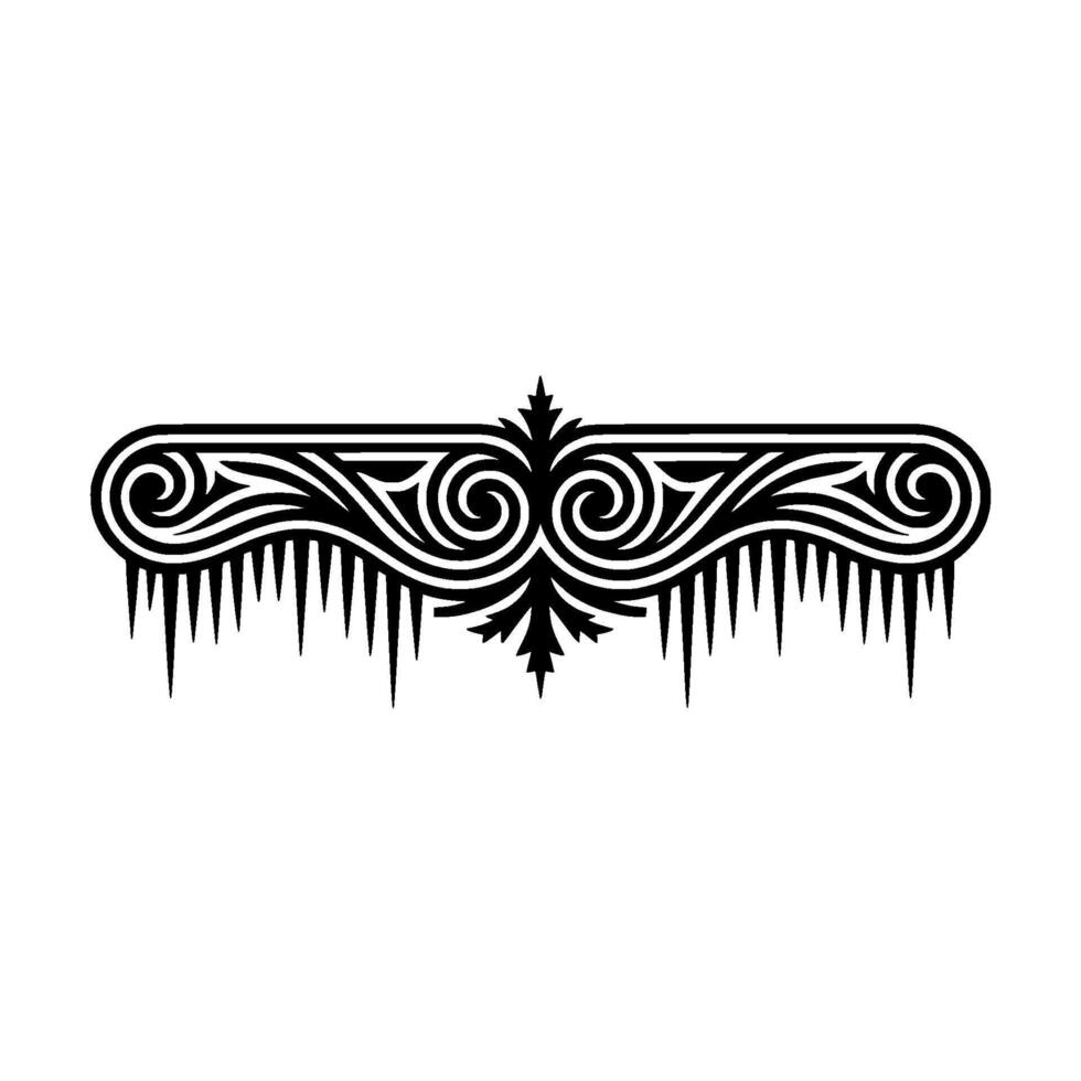 Decorative Black White Ornament with Icicles, Abstract vector