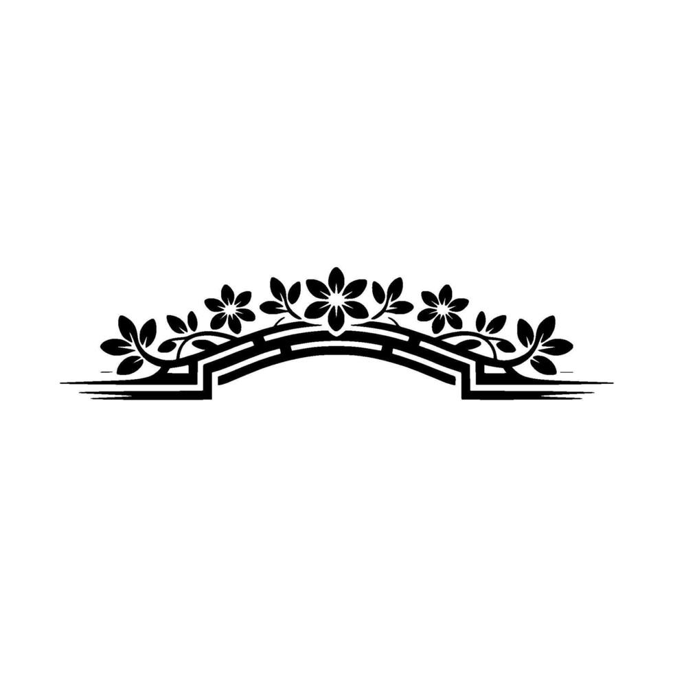 Elegant Floral Arch Silhouette , Black on White Background vector