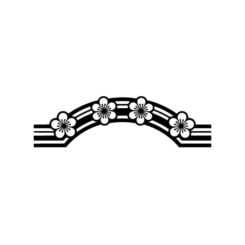 Black Floral Arch Minimalist Element vector