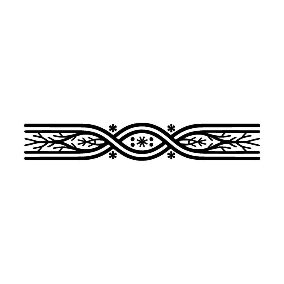 Elegant Black Ornamental Divider with Nature-Inspired Elements vector