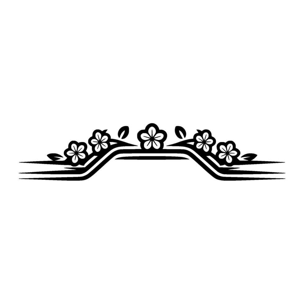 Black Floral Element Modern Japanese-Inspired Ornament vector