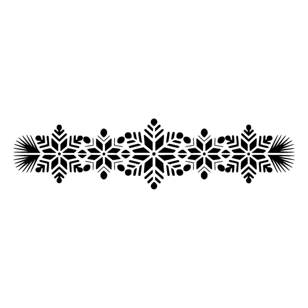 Black Snowflake Border on White - Winter Element vector
