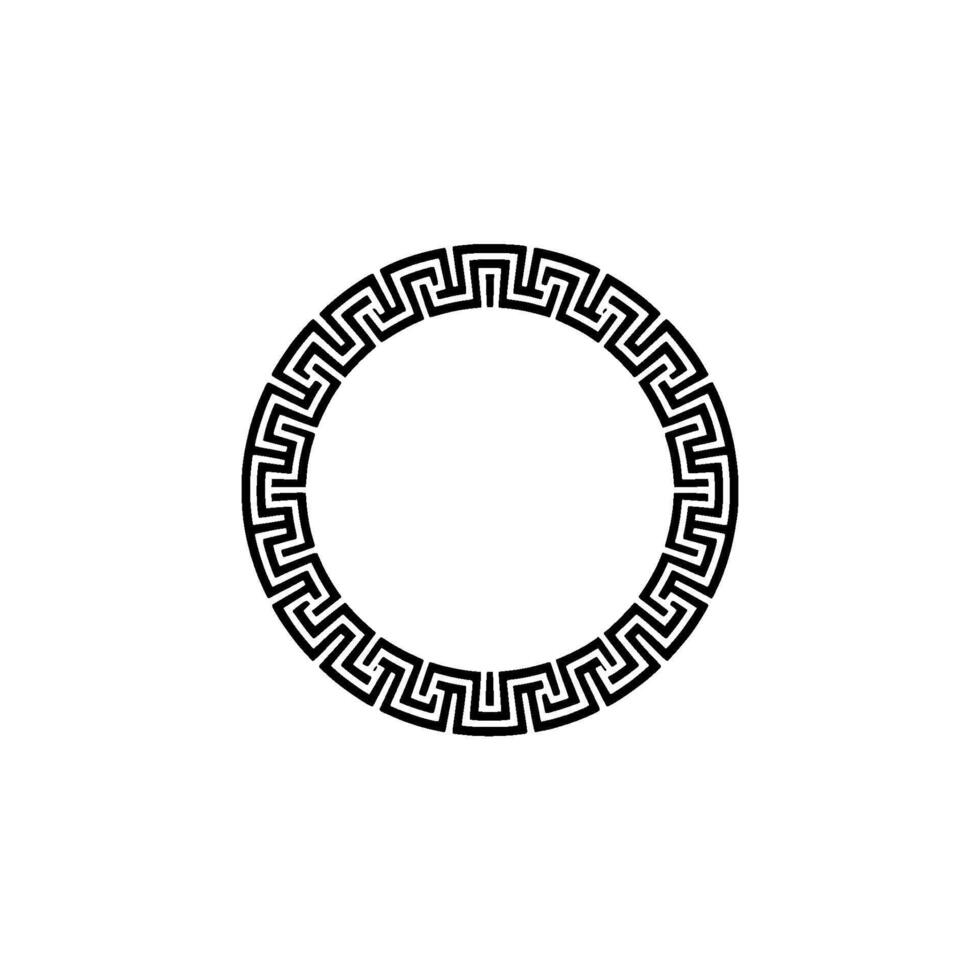 Greek Key Circle Border on White Background, Minimalist vector