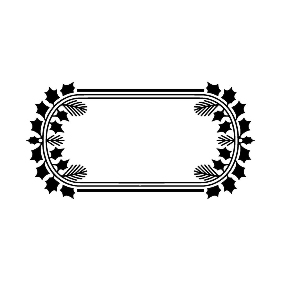 Elegant Black and White Christmas Frame with Holly Spruce vector