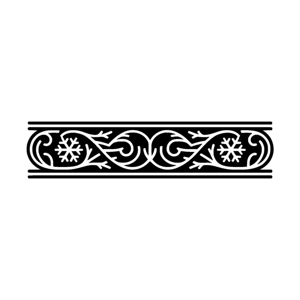 Elegant Winter Snowflake Border - Black White Ornament vector