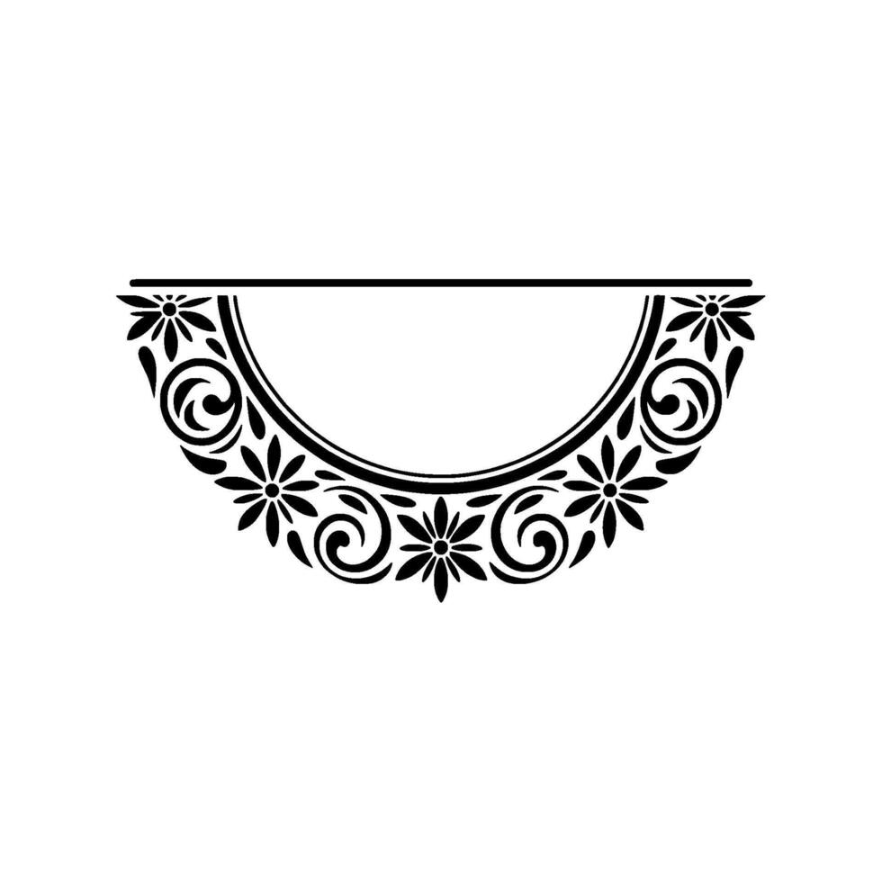 Elegant Floral Scrollwork Frame, Black on White, Illustration vector