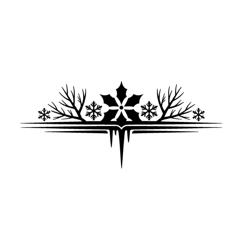 Winter Frost Emblem Elegant Black and White Element vector