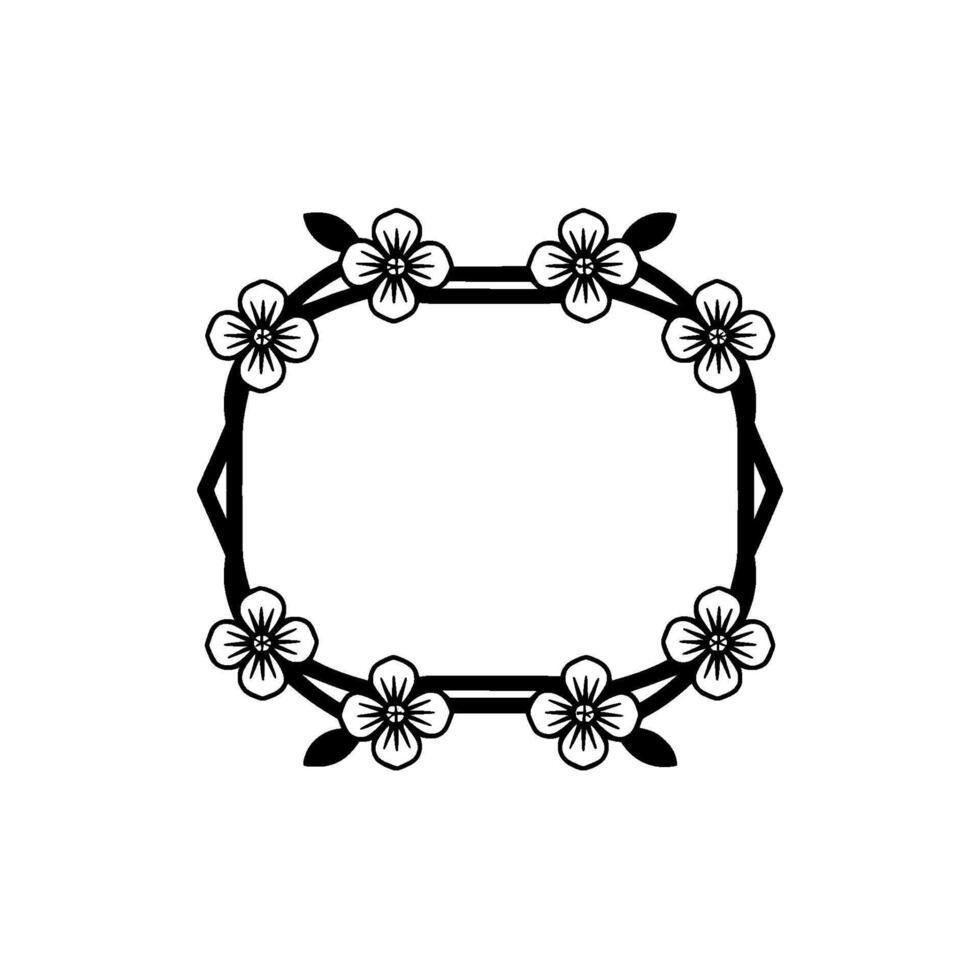 Elegant Floral Frame - Black and White Blossom Border vector