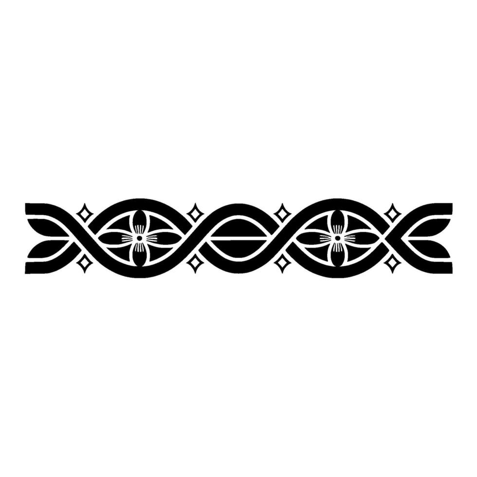 Elegant Floral Border Black and White Geometric Ornament vector