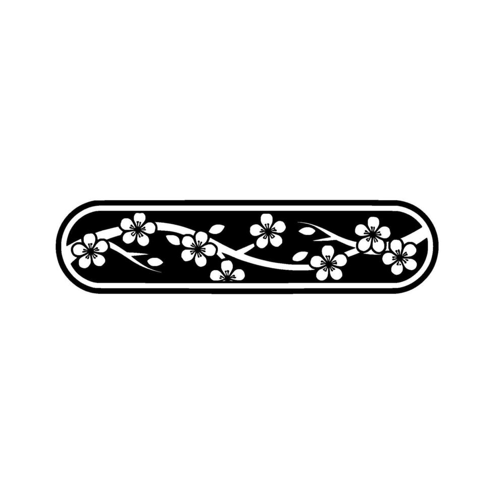 Black White Floral Border , Cherry Blossom Silhouette vector