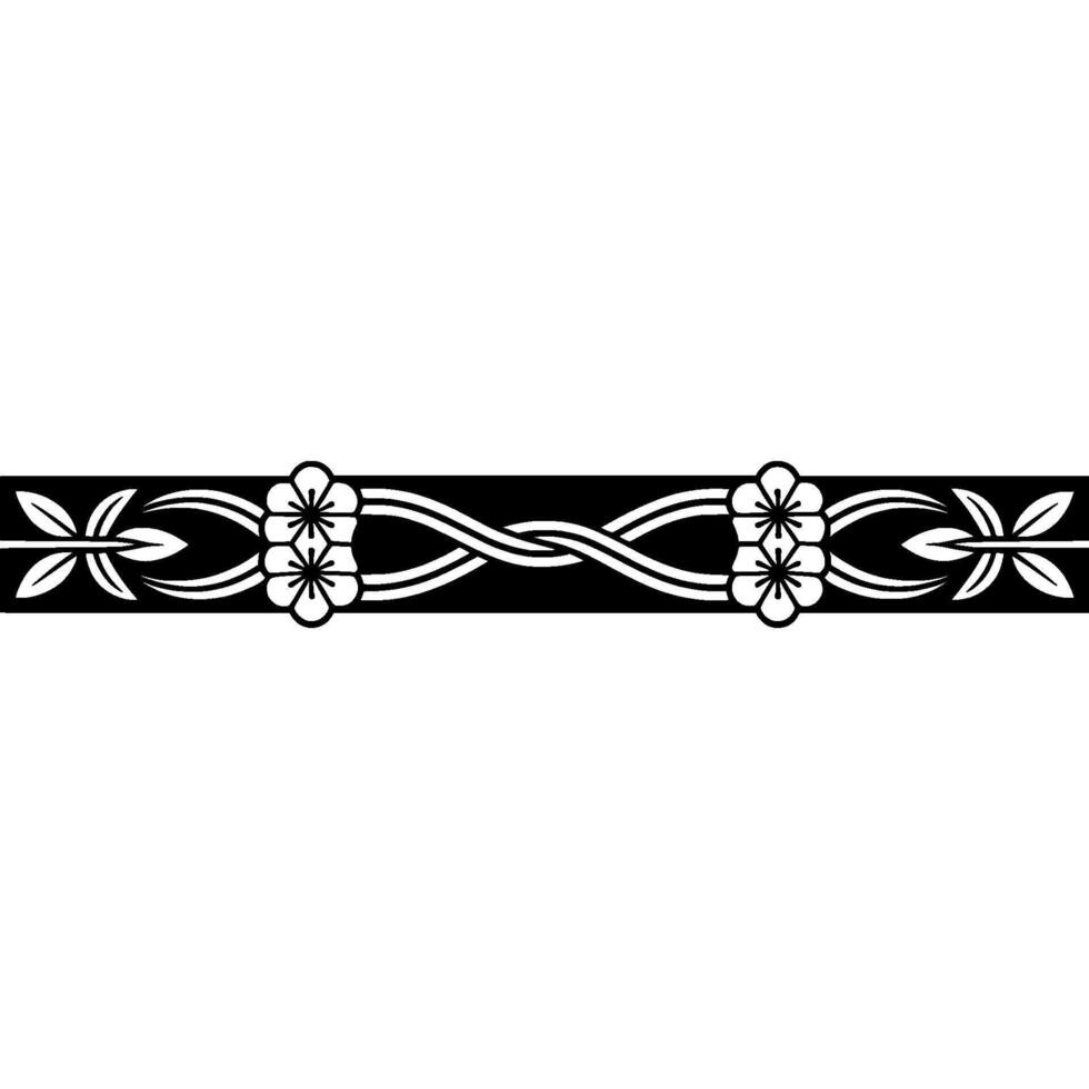 Elegant Black and- White Floral Border, Minimalist vector