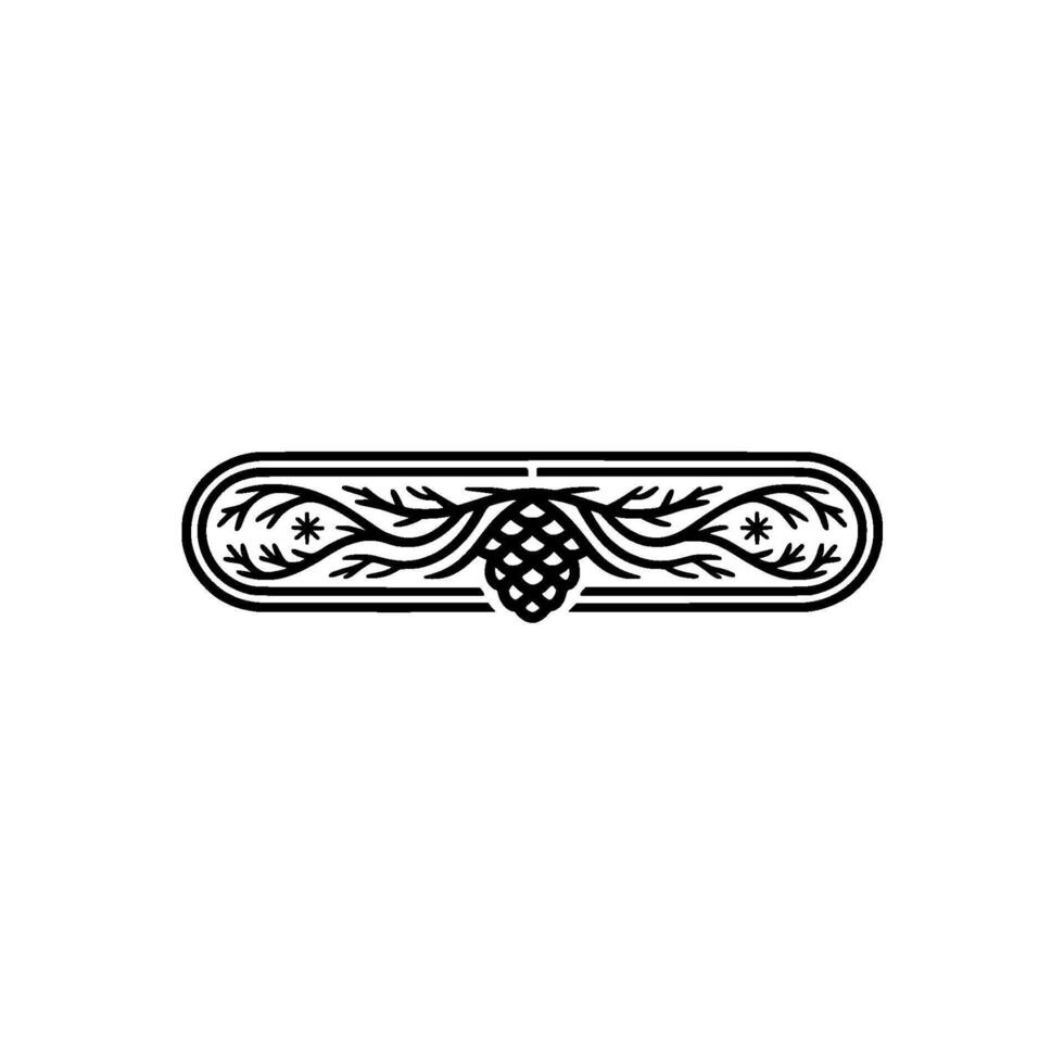 Minimalist Pine Cone Twigs , Decorative Border Element vector