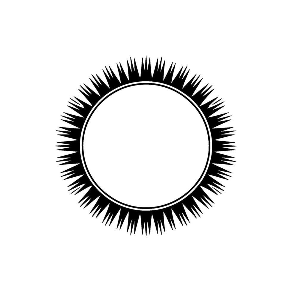 Sunburst Frame Silhouette in Minimalist Style on White Background vector
