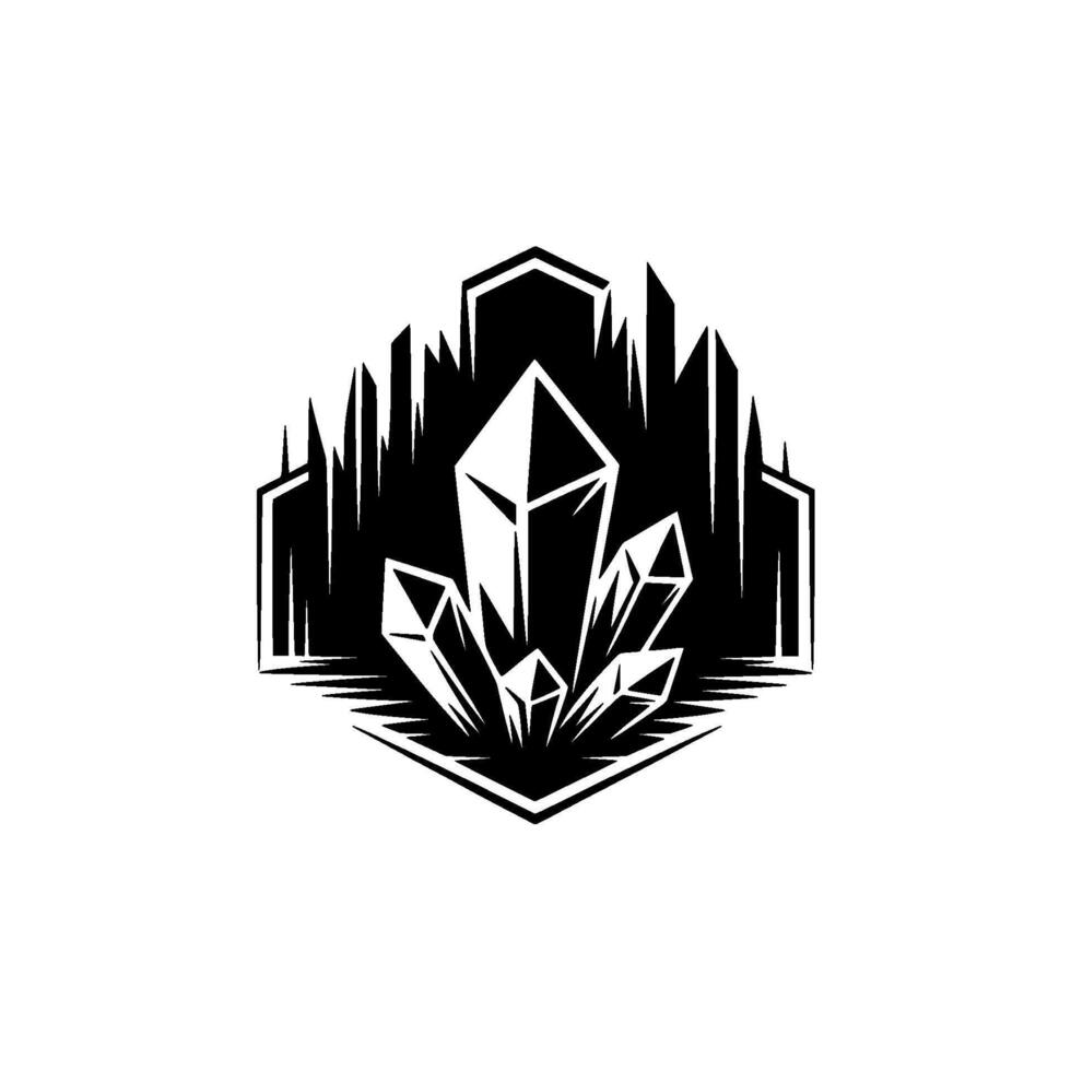 Geometric Crystal Emblem - Black White vector
