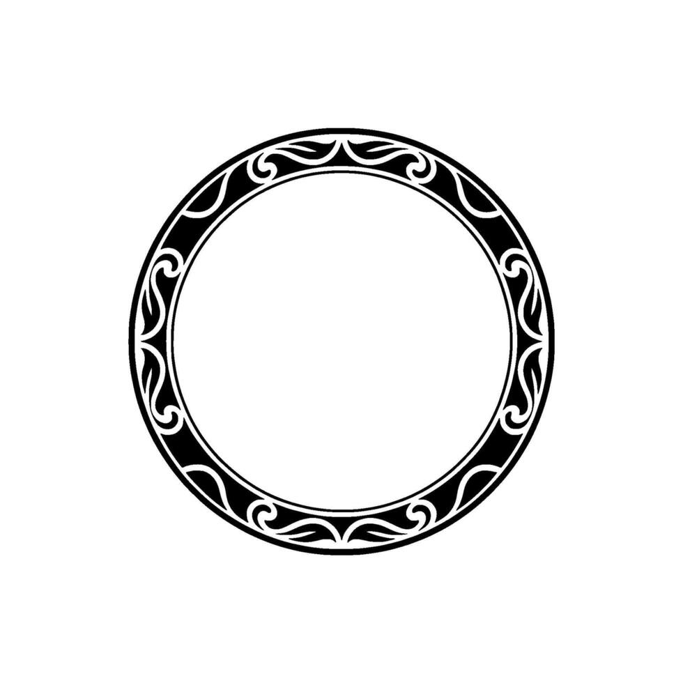 Elegant Decorative Circle Frame, Black White Ornament, Minimalist vector