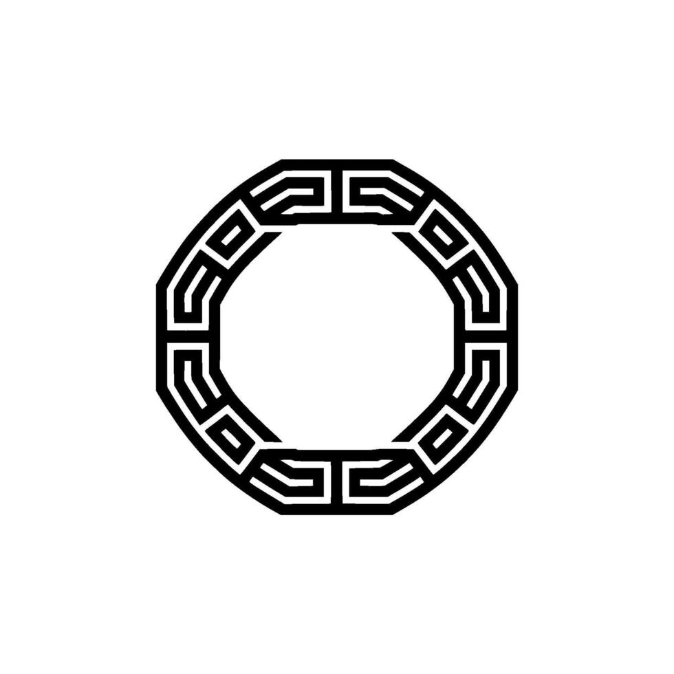 Geometric Black White Ouroboros-Like Emblem vector