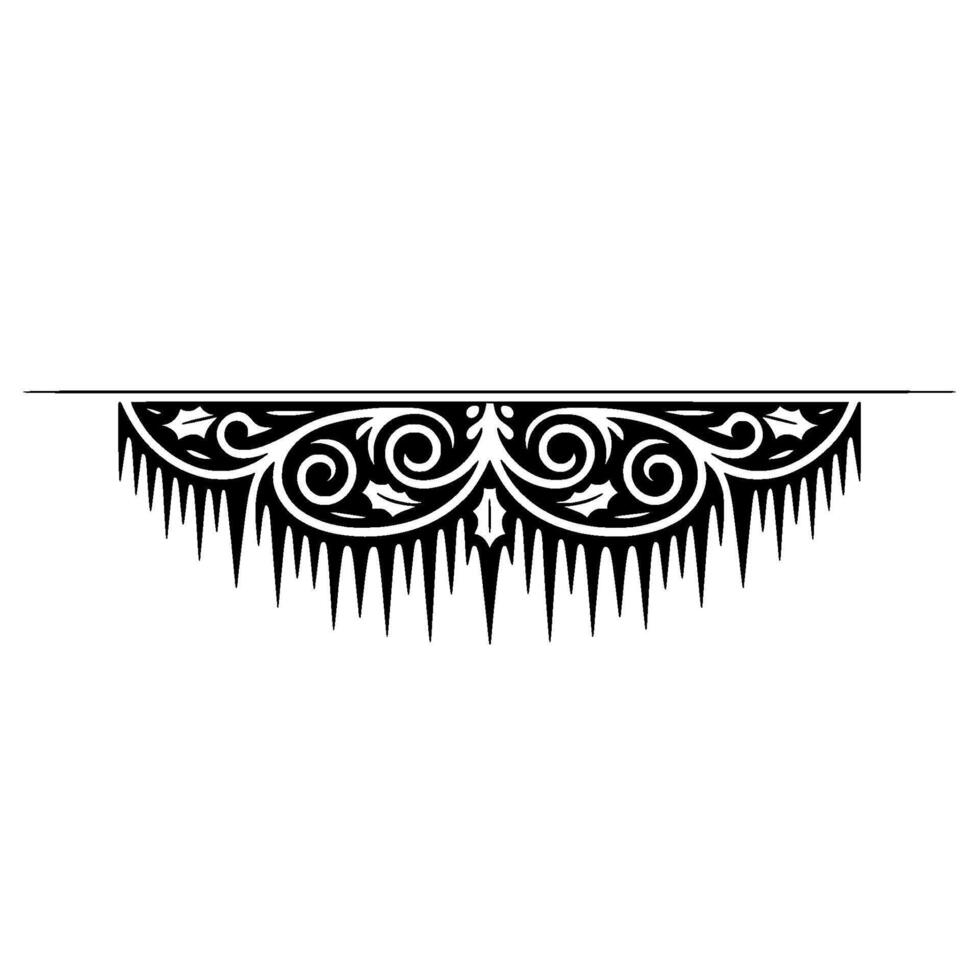 Ornamental Black and White with Icicle Motif on White Background vector