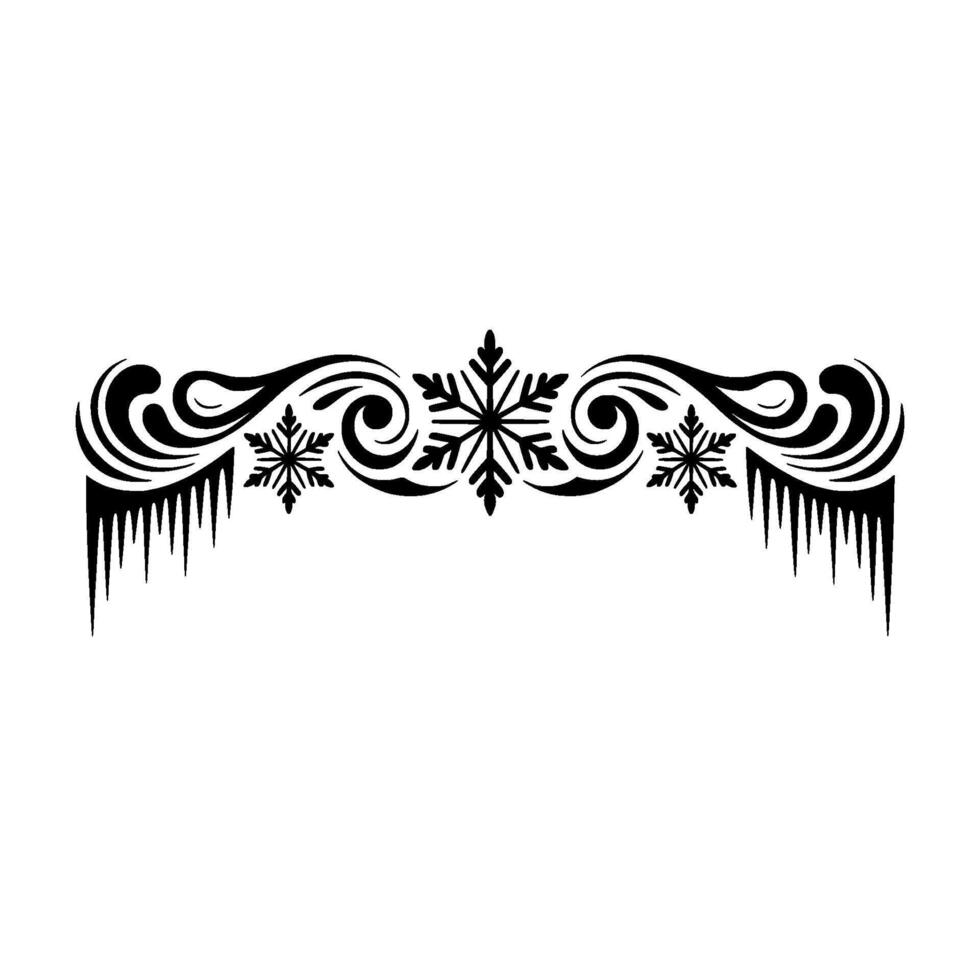 Winter Snowflake Border , Black Ornament on White Background vector