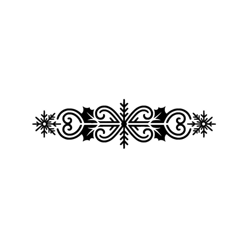 Elegant Christmas Border Silhouette, Black and White Festive vector