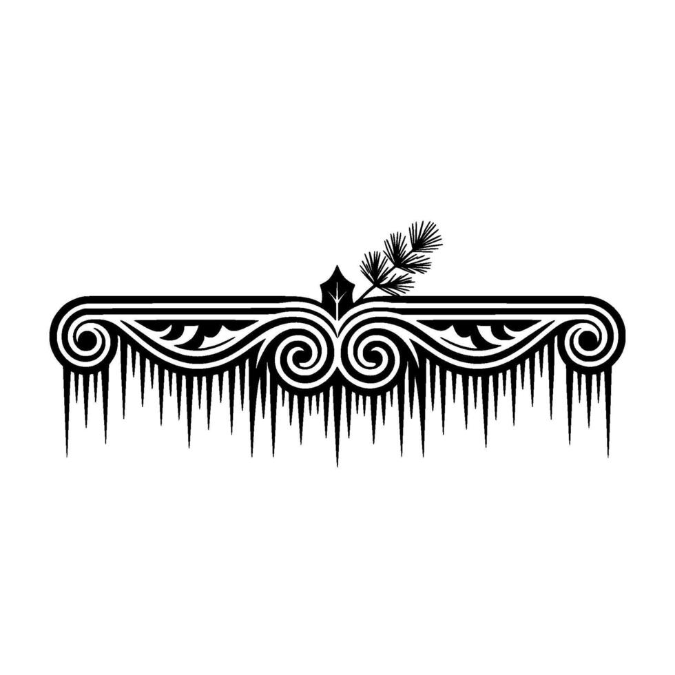 Winter Scroll Ornament Decorative Black and White vector