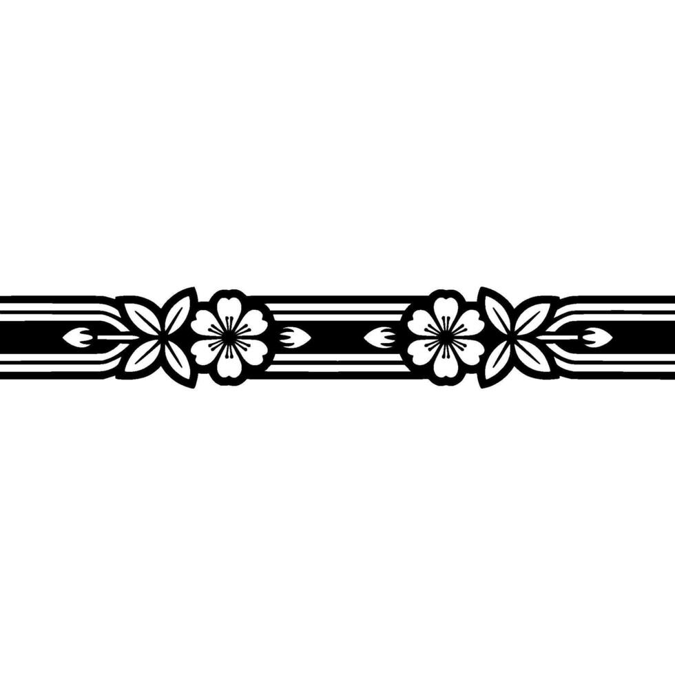 Floral Border Black and White, Minimalist, Decorative Element vector