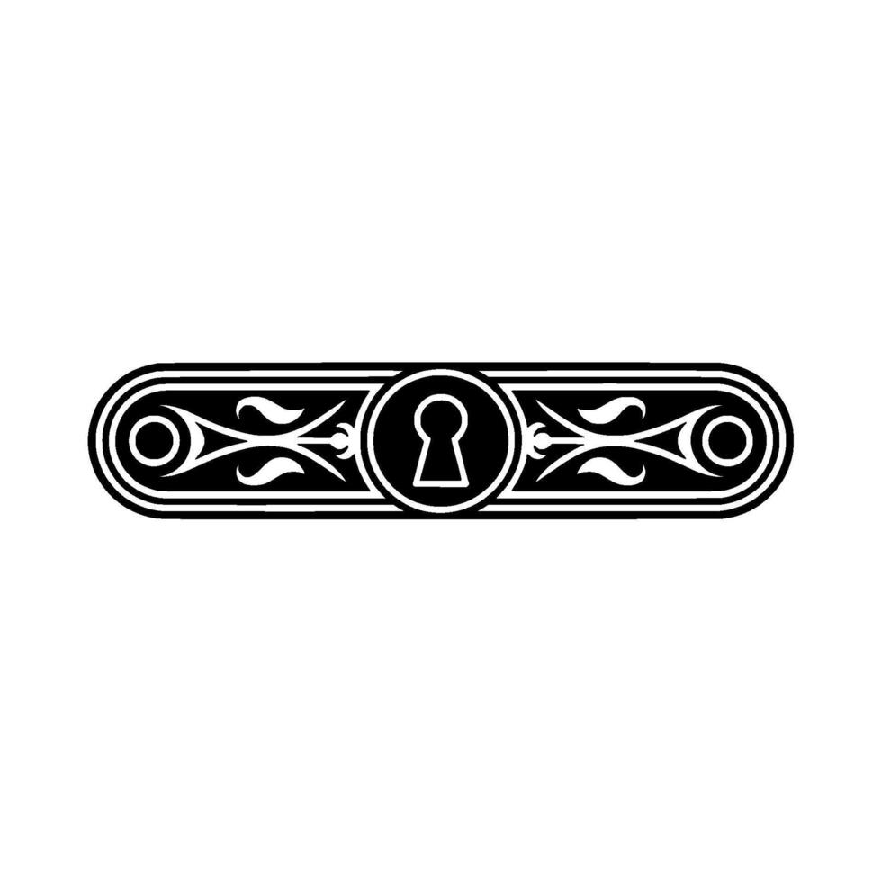Ornate Black White Keyhole , Vintage-Inspired Decorative Element vector