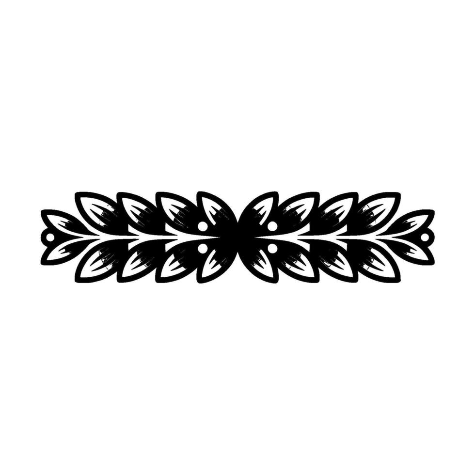 Floral Laurel Leaf Border in Black and White, Decorative Element vector