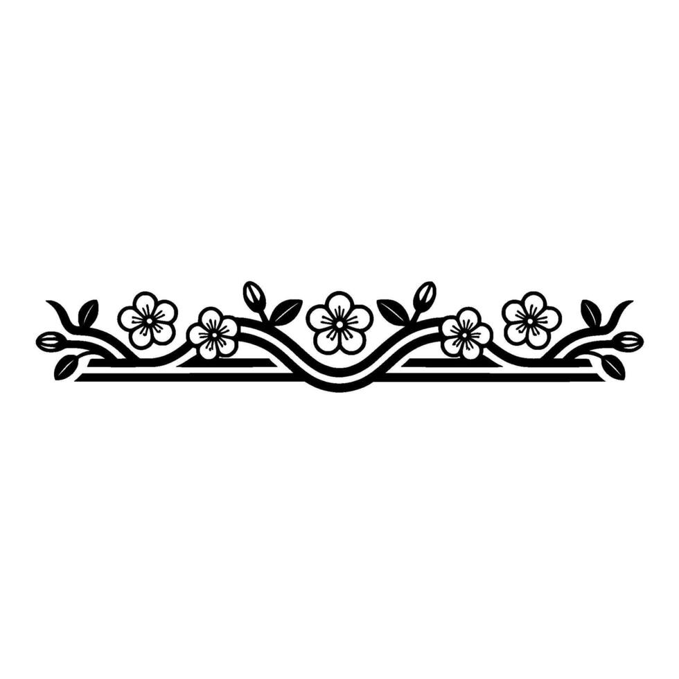 Floral Border Minimalist Black and White Decorative vector