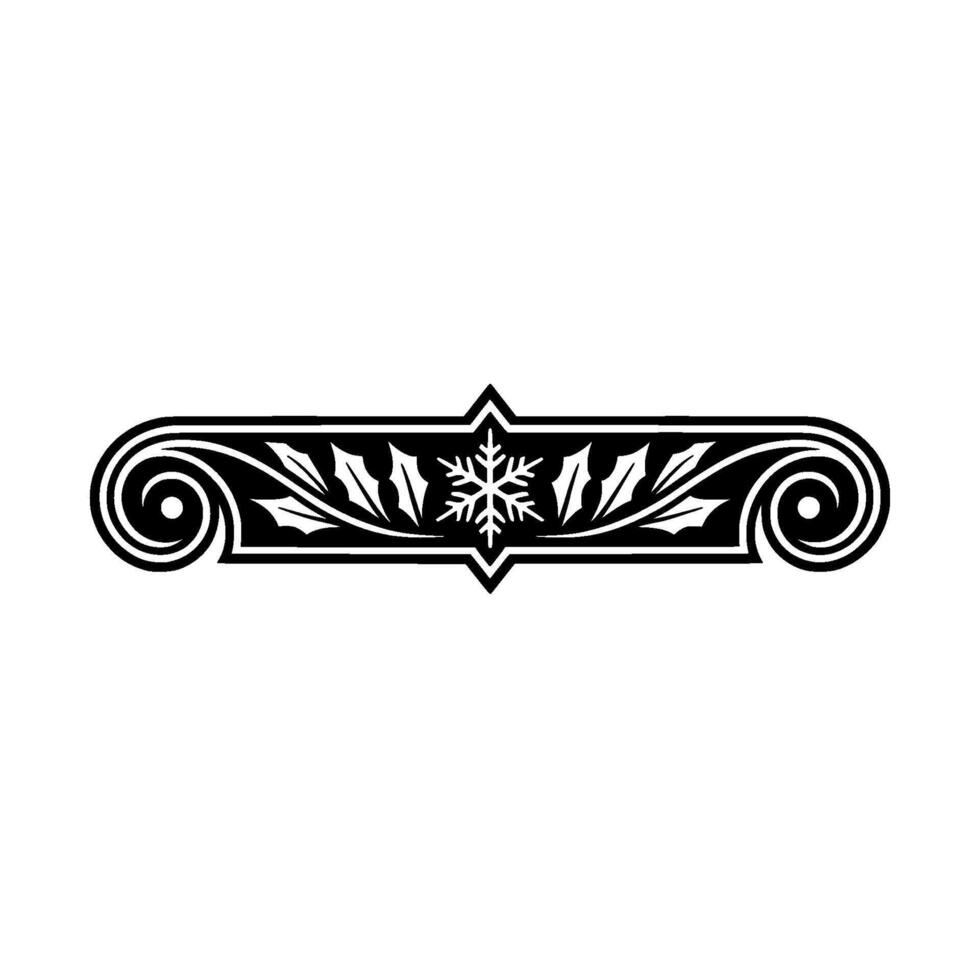 Elegant Christmas Snowflake Ornament , Black and White vector