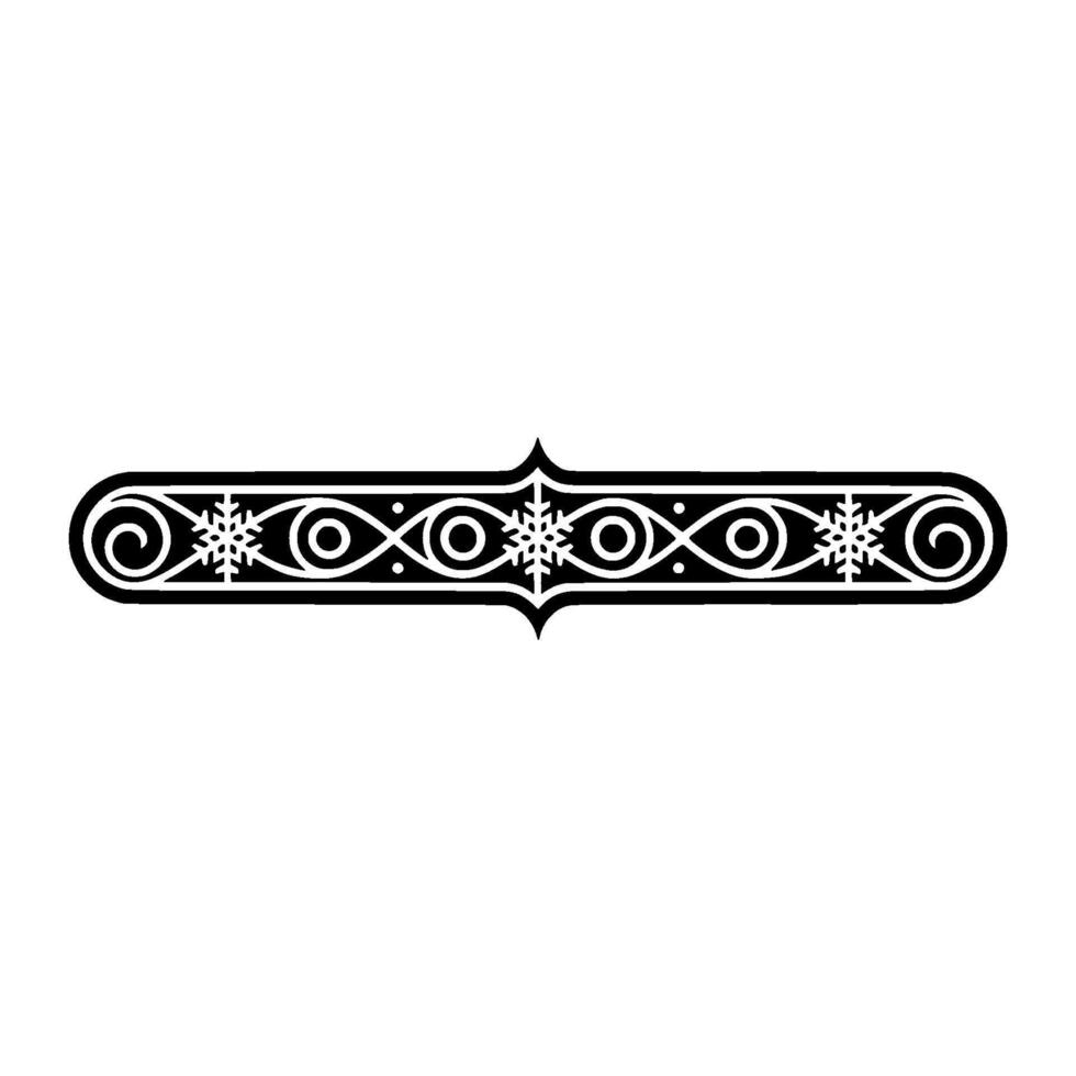 Elegant Black Winter Border Element with Snowflake Motifs vector