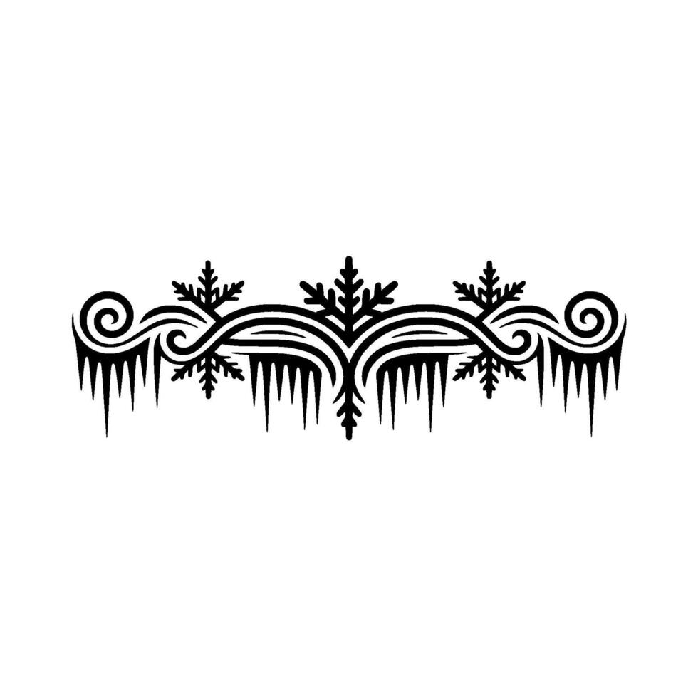 Winter Ornament Border - Snowflake and Icicle Silhouette vector