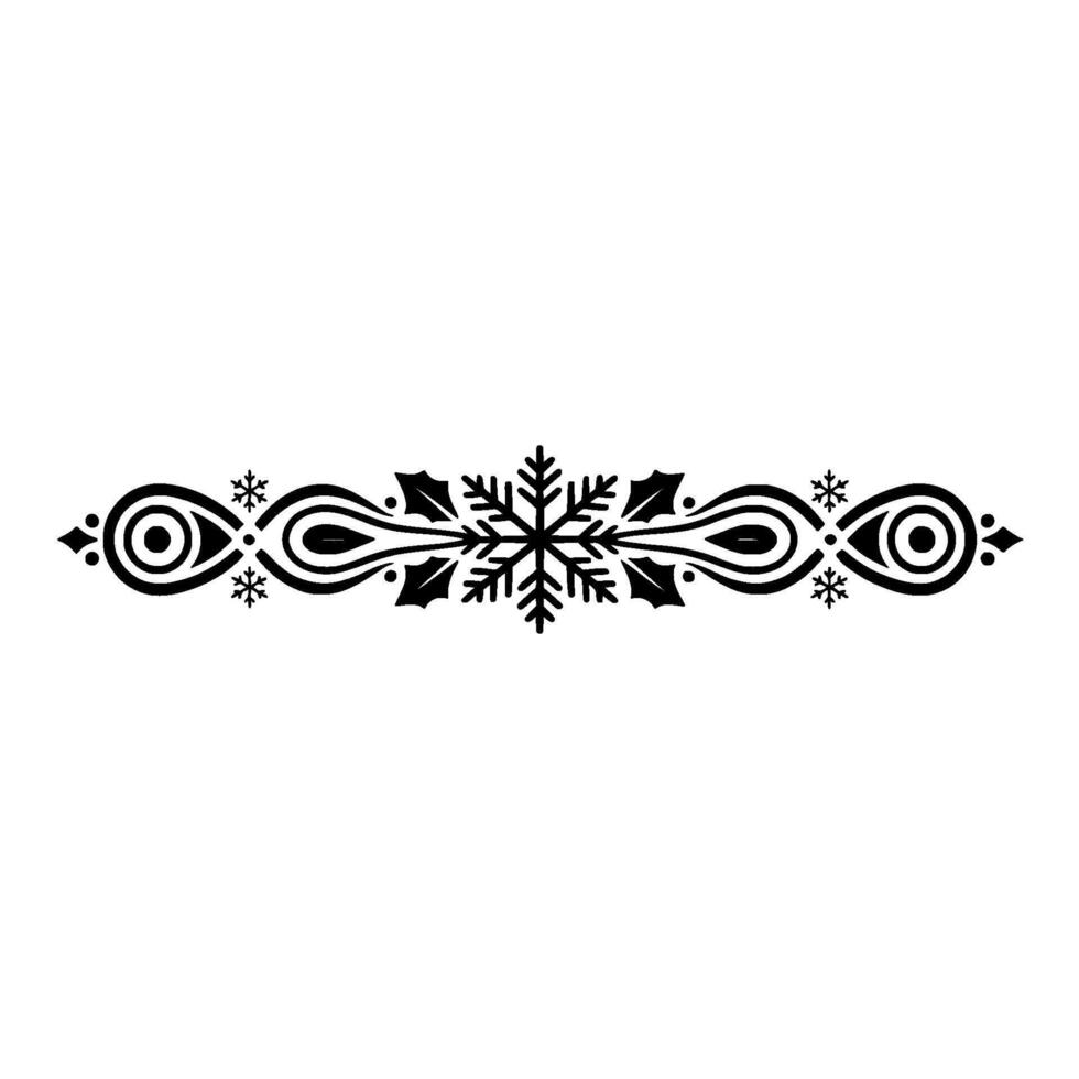 Elegant Winter Snowflake Divider Ornament on White vector