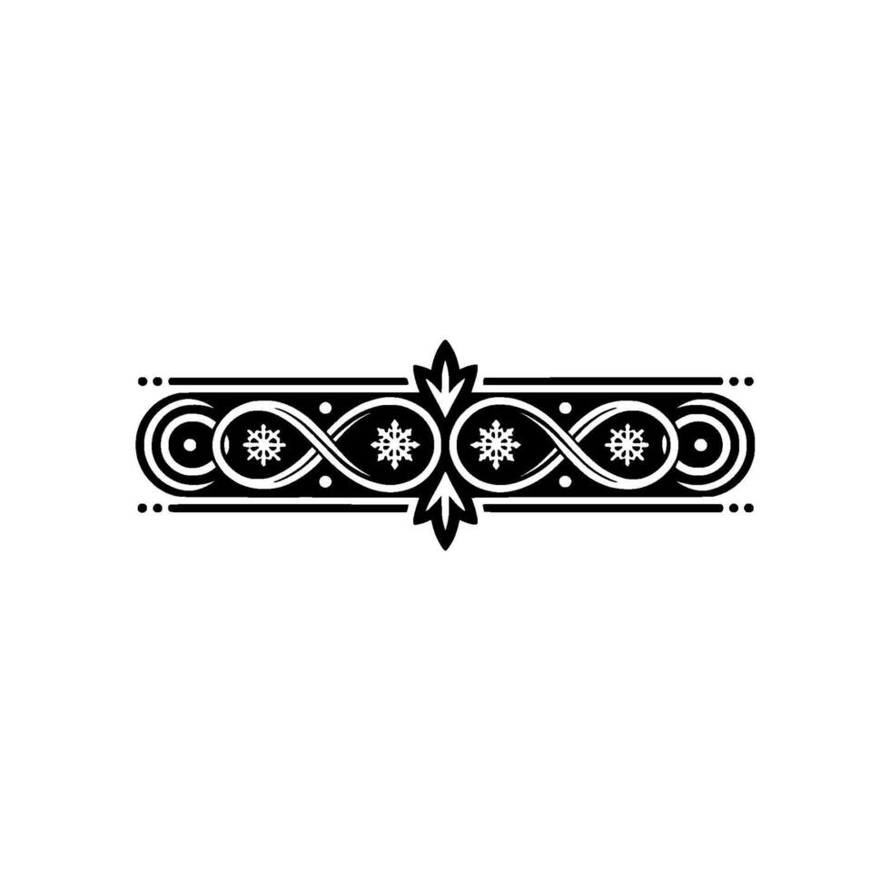 Ornamental Black and White Border with Snowflake Motifs vector