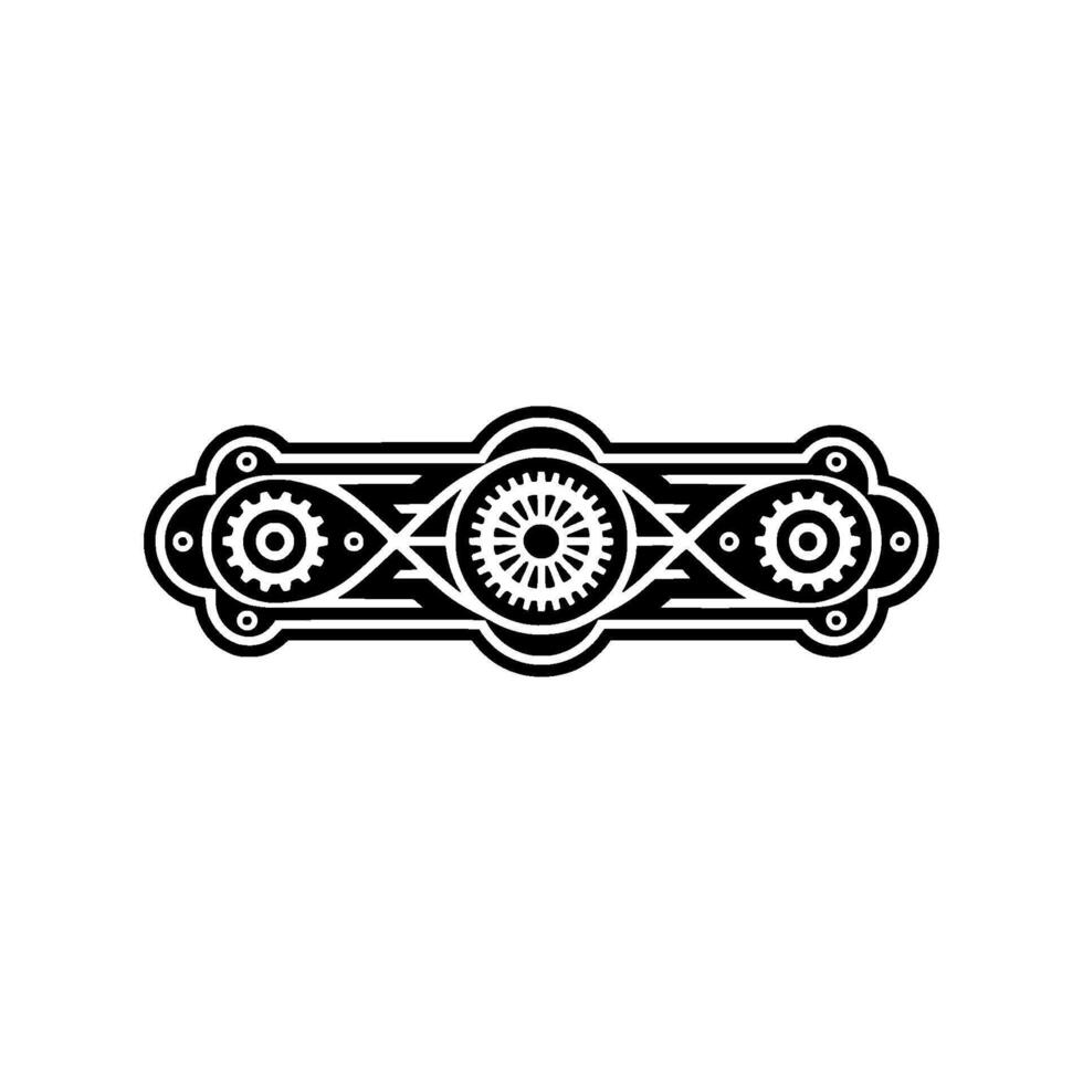 Art Deco Mechanical Gear , Black and White Ornament vector
