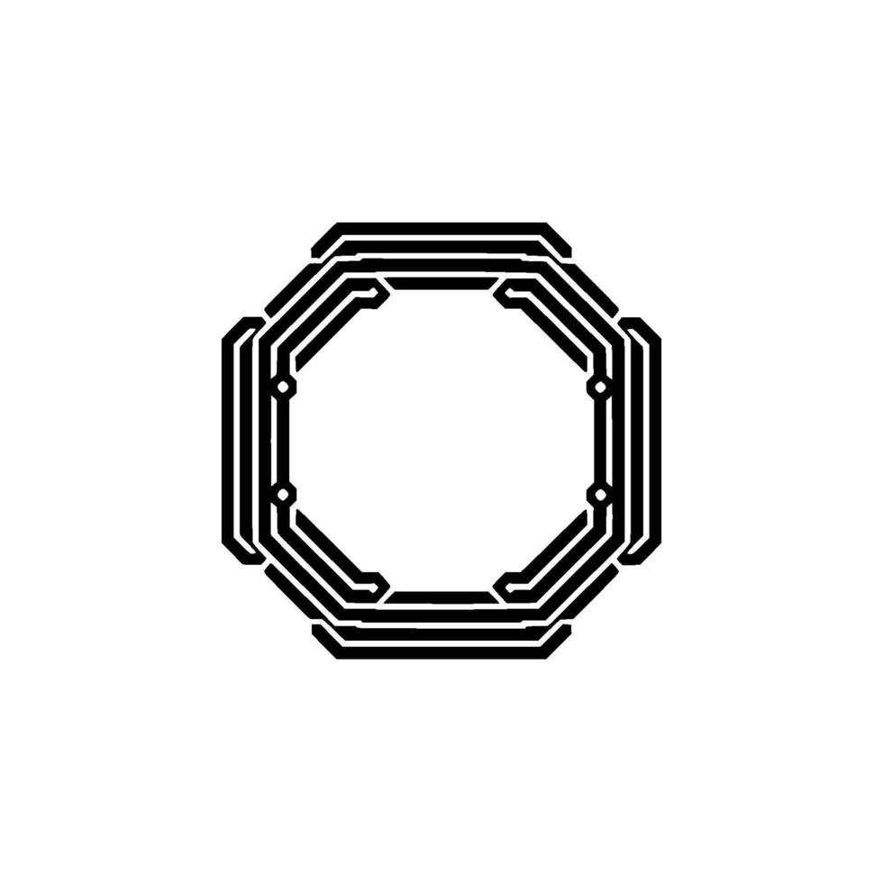 Abstract Tech Octagonal Circuit on White Background vector