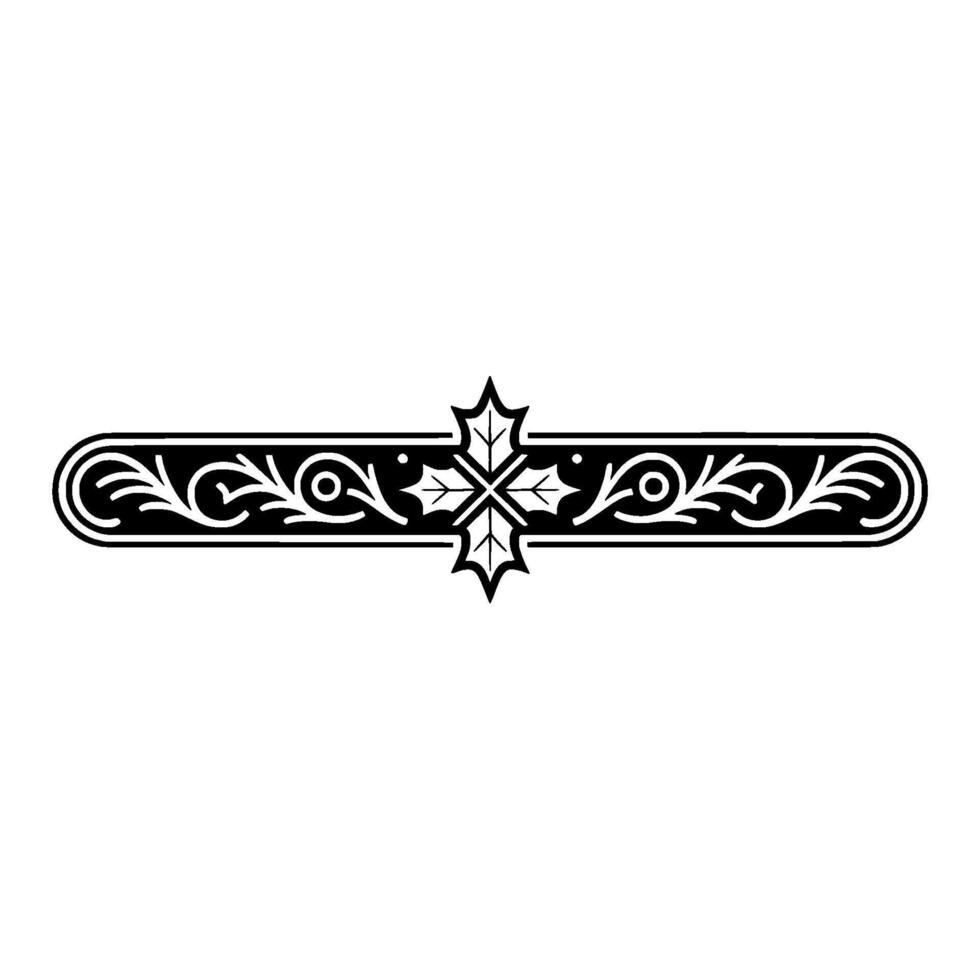 Elegant Black Ornament with Floral Geometric Elements on White Background vector