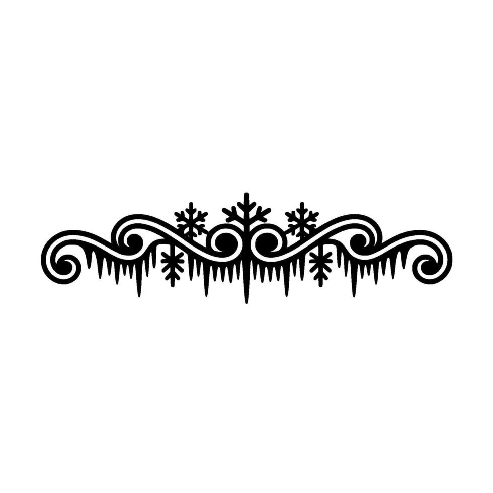 Winter Snowflake Icicle Border - Black Silhouette on White vector