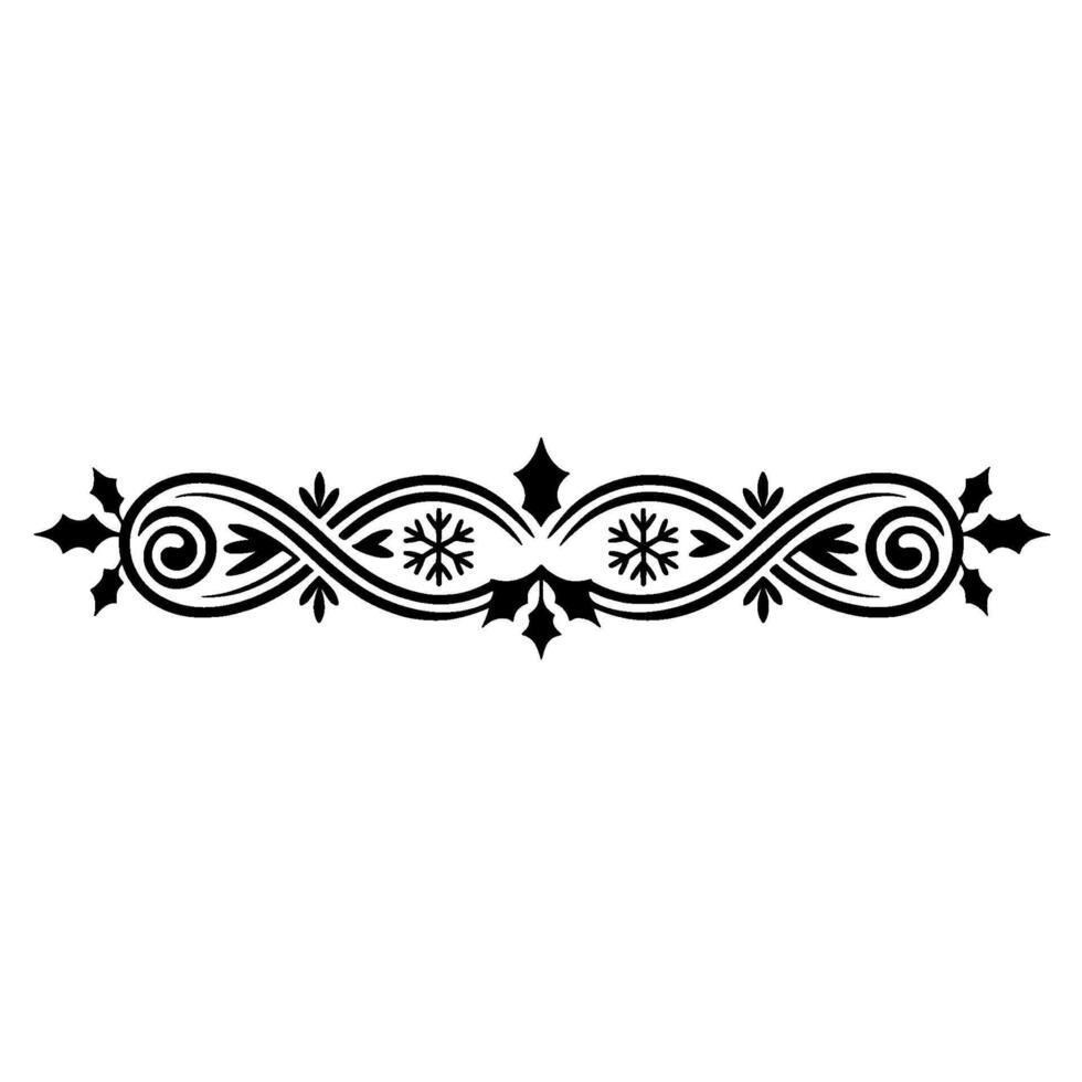 Elegant Black Winter Border Snowflake, Leaves, and Flourishes vector