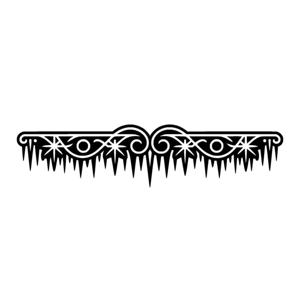 Ornamental Winter Border with Icicles, Black White Silhouette vector