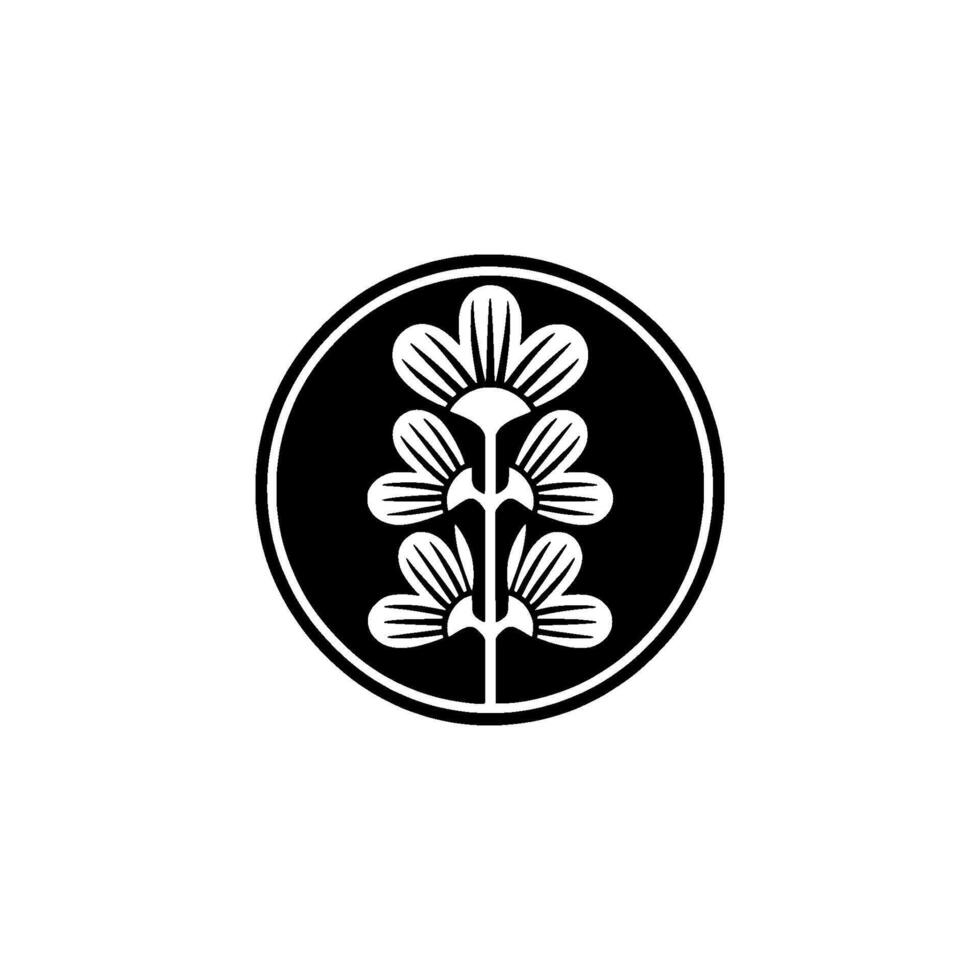 Minimalist Floral Crest Black White Emblem, Elegant vector