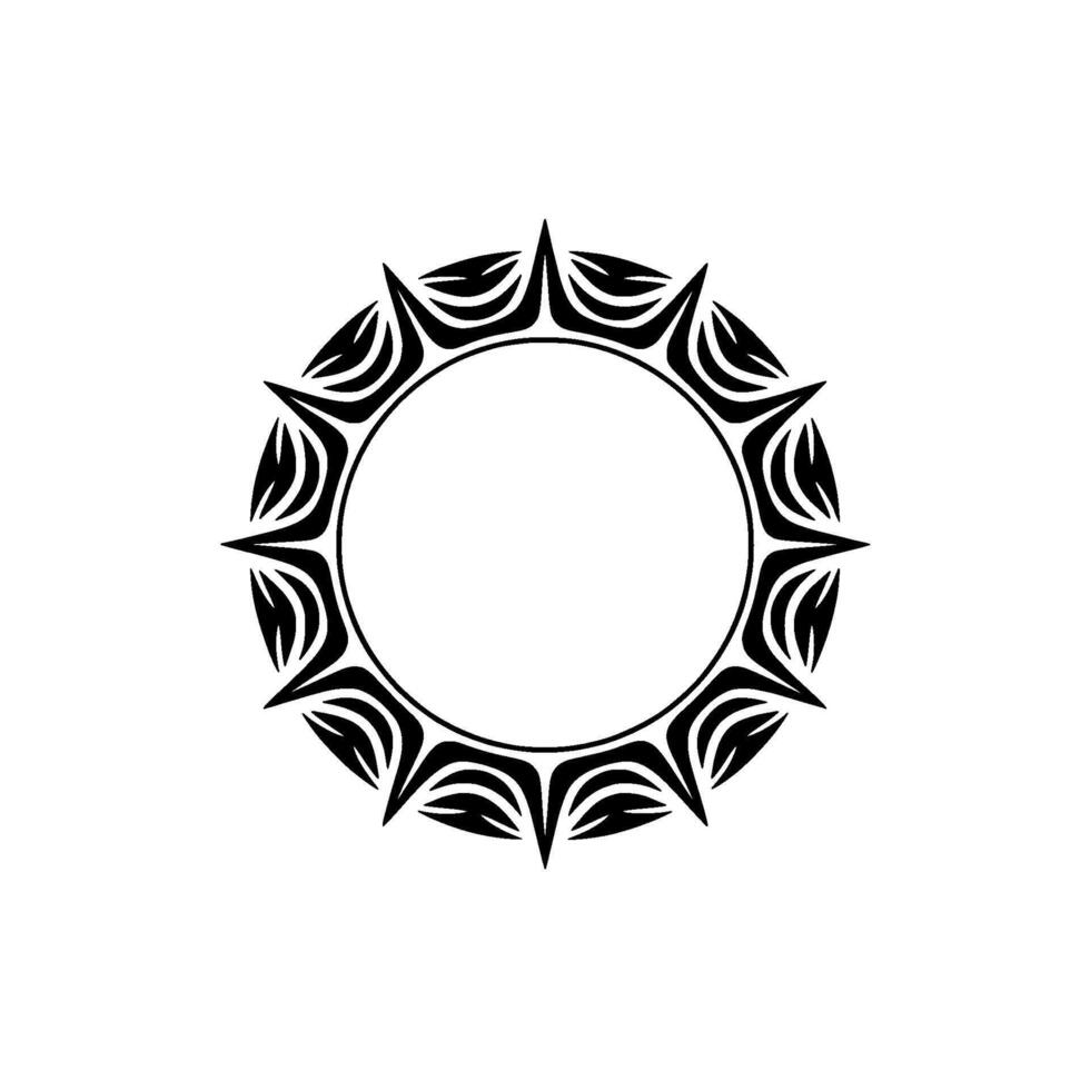Tribal Sunburst Frame Black White Minimalist Element vector