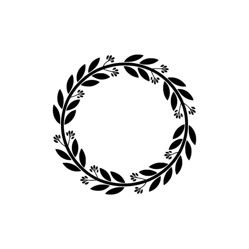 Elegant Black Floral Wreath, on Cream Background vector
