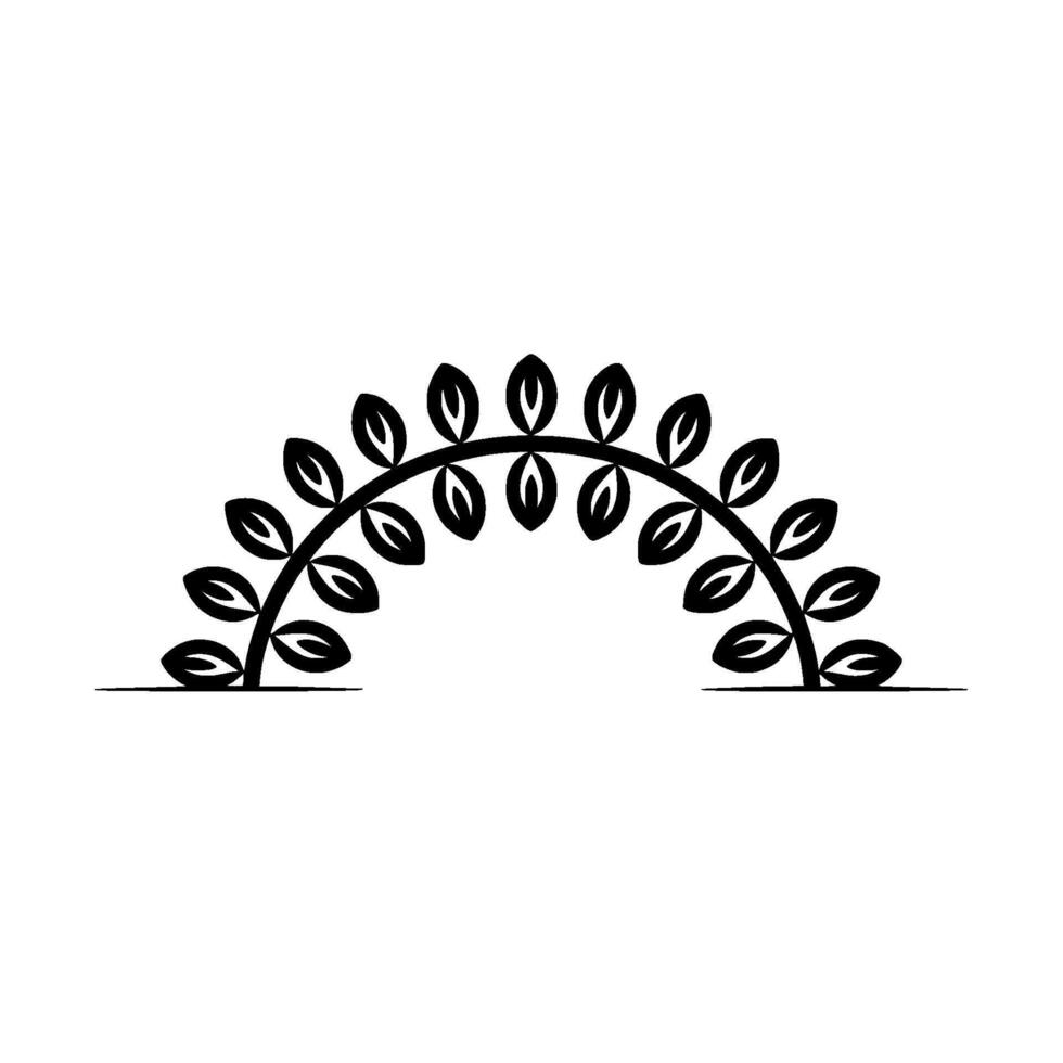 Minimalist Arch with Leaves Elegant Black White vector