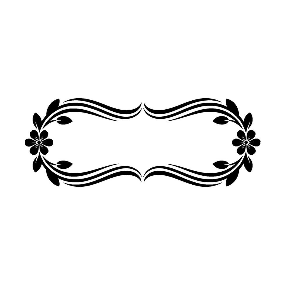 Elegant Floral Frame in Black White - Decorative Element vector